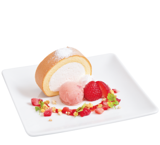 ふわふわロールケーキ~苺ジェラート添え~